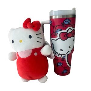 NWT! Hello Kitty Red and White Plush with Tumbler